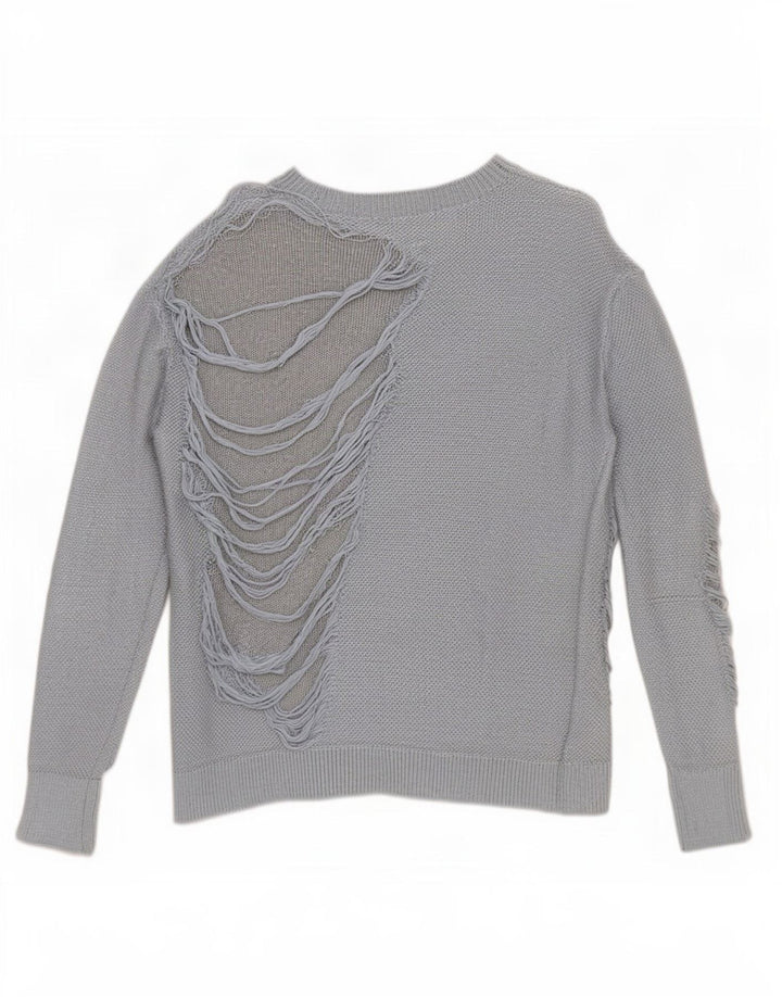 Maglione Zara da donna oversize con scollo a barca effetto invecchiato UK 10 piccolo blu