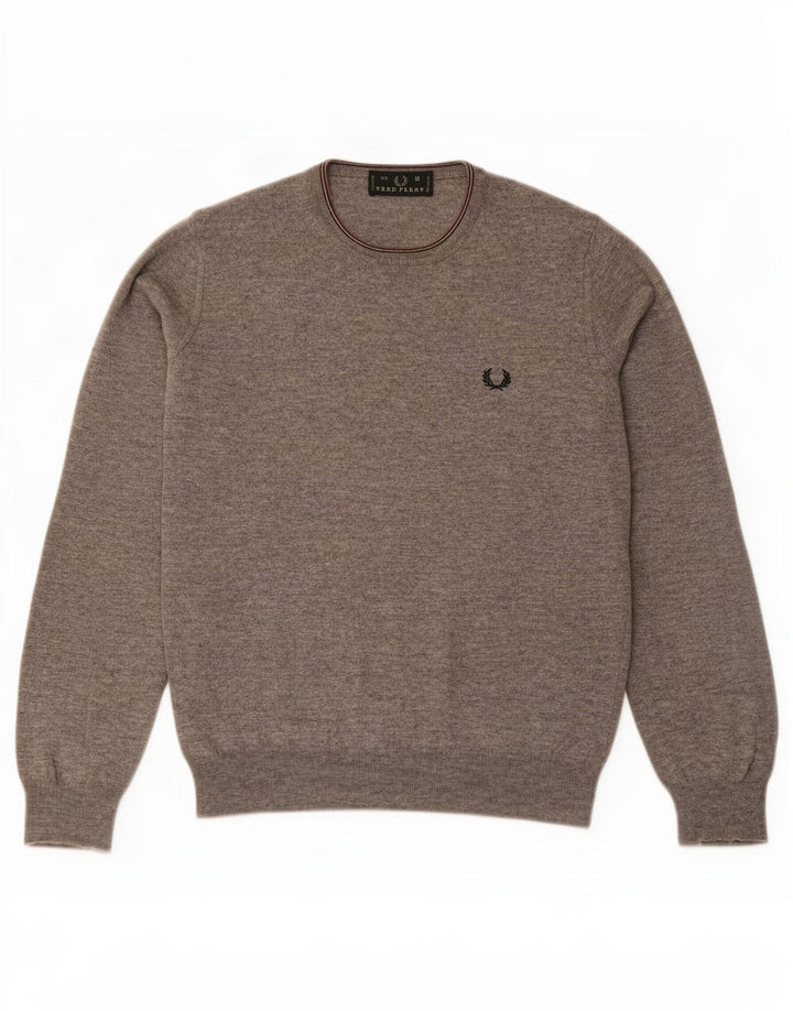 Maglione maglione girocollo da uomo Fred Perry grigio medio chiazzato