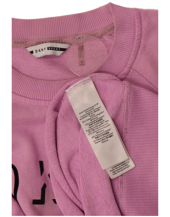 Felpa oversize con grafica da donna Dkny UK 10 piccola in cotone rosa