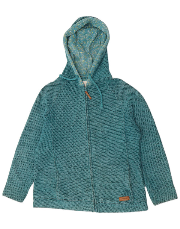 Maglione con cappuccio e zip da donna Weird Fish UK 16 grande cotone turchese