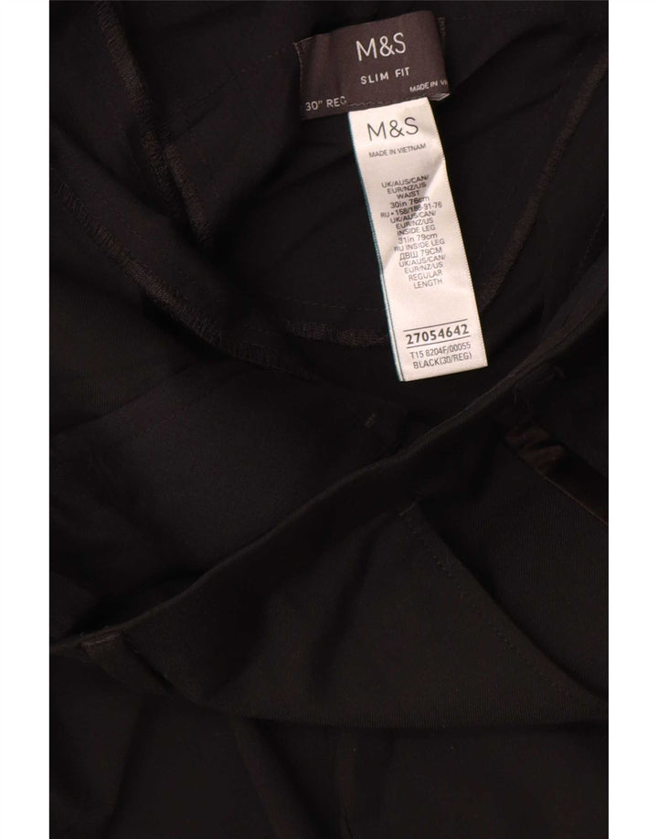 Pantaloni da abito slim fit da donna Marks & Spencer W30 L31 poliestere nero