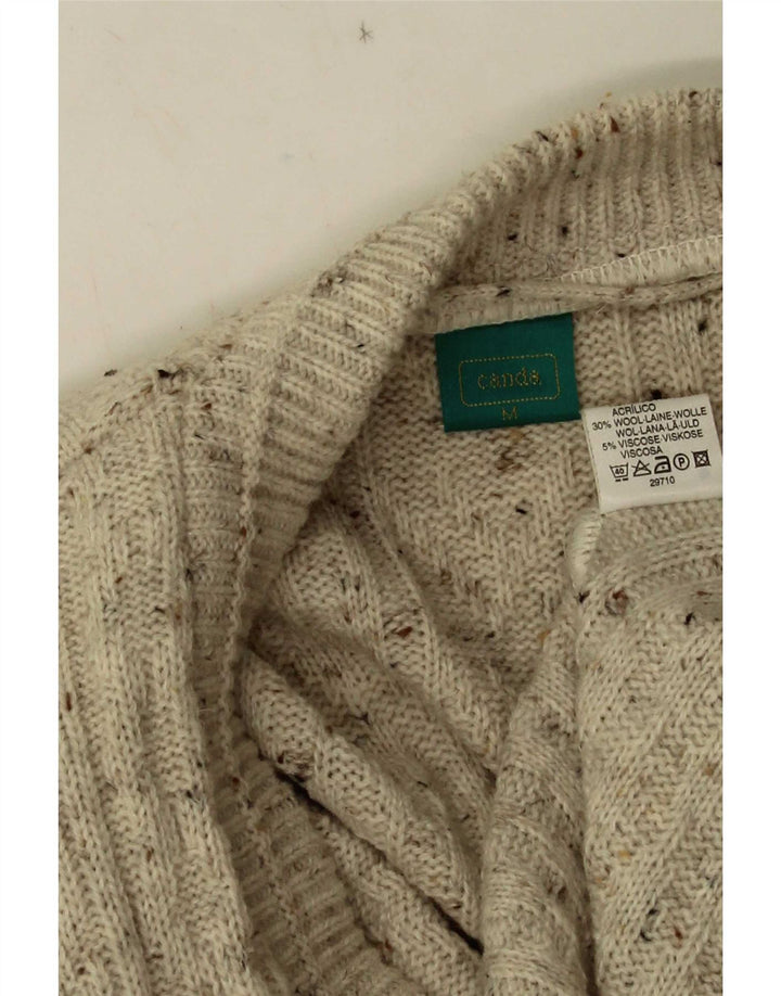 Maglione da uomo con scollo a V Canda C&A, acrilico screziato beige medio