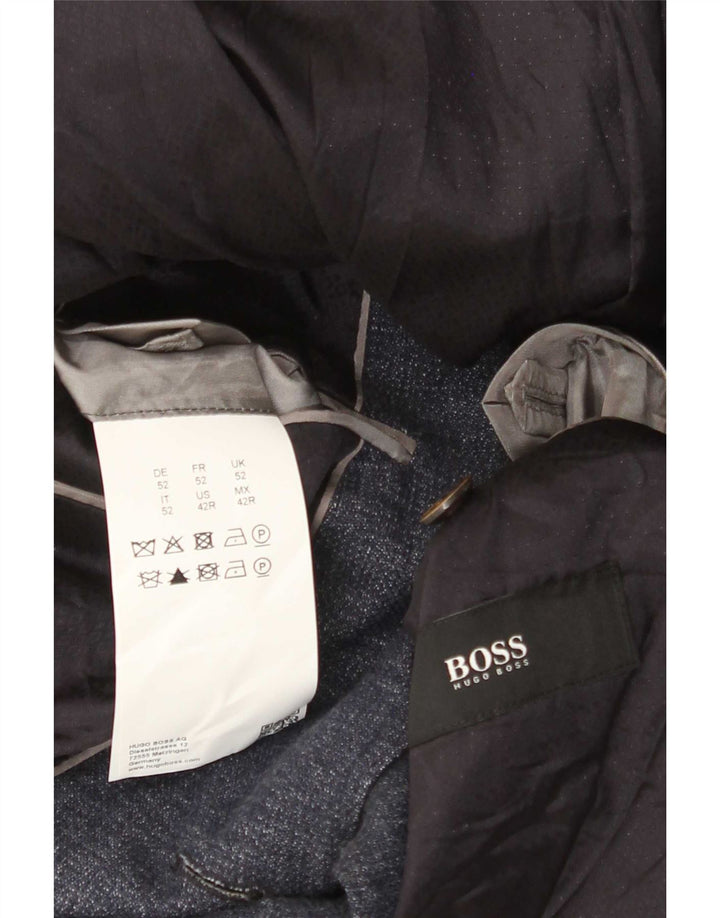 Giacca blazer da uomo a 2 bottoni Hugo Boss EU 52 XL Lana blu navy