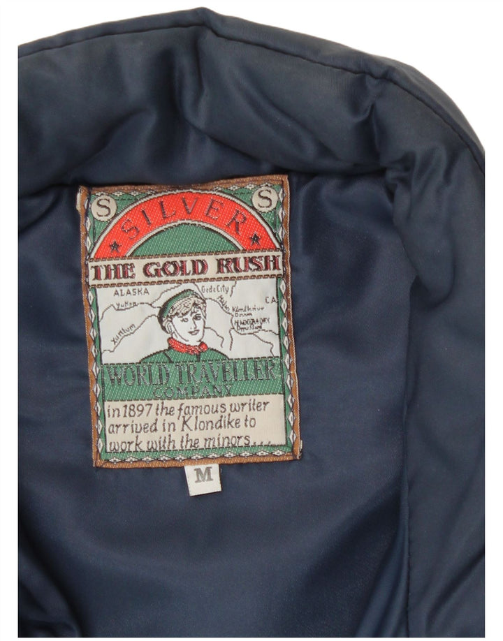 Gilet imbottito da uomo vintage UK 38 medio poliestere blu navy
