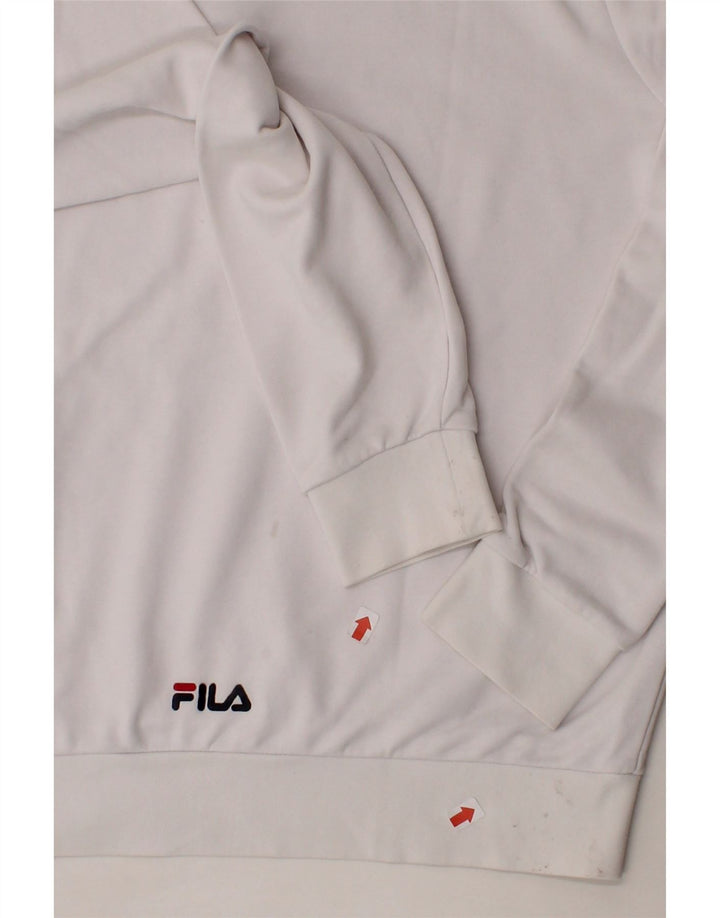 FILA Mens Graphic Hoodie Jumper Medium White Cotton Vintage Fila and Second-Hand Fila from Messina Hembry 