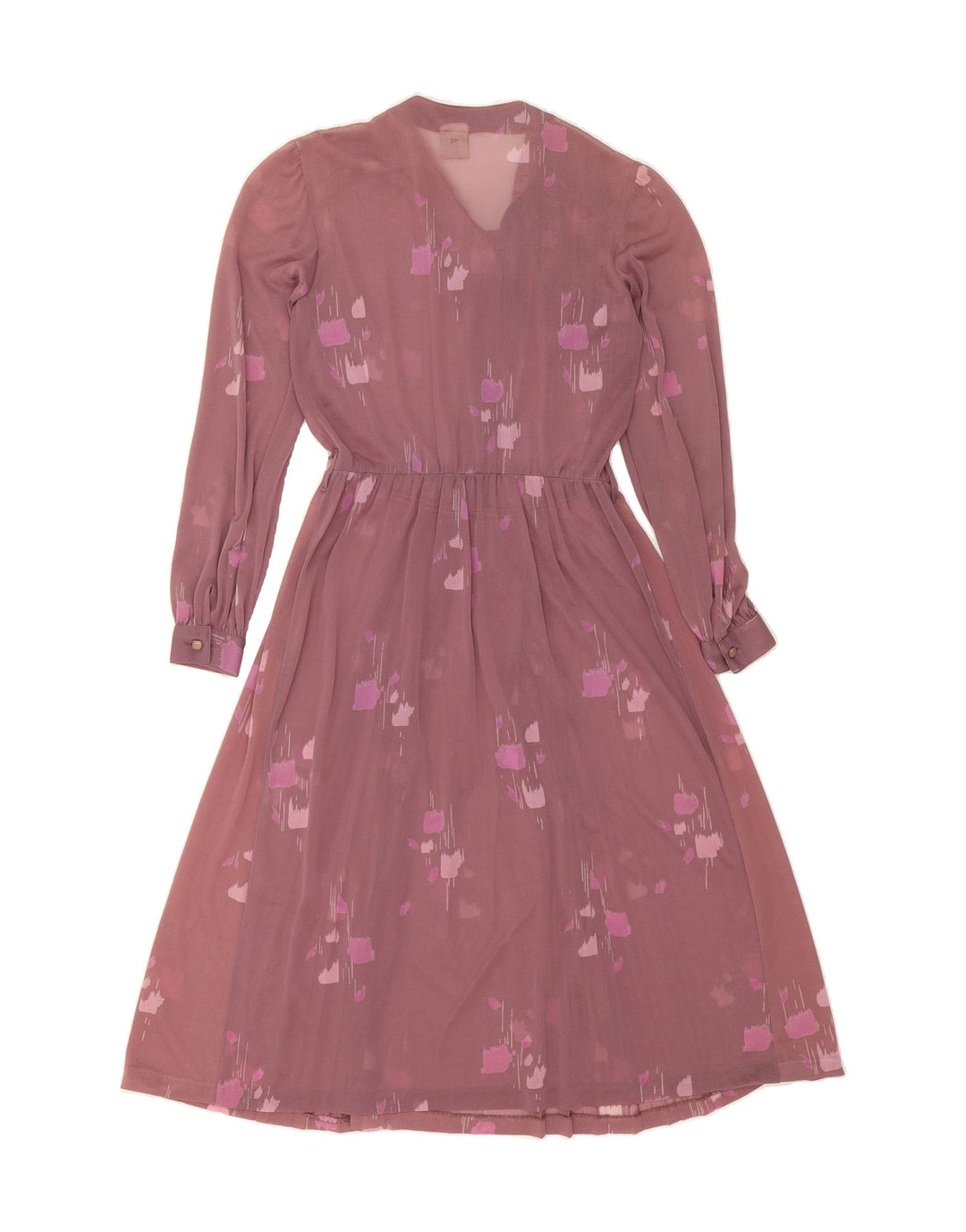 VINTAGE Womens Long Sleeve Maxi Dress IT 42 Medium Pink Spotted Vintage Vintage and Second-Hand Vintage from Messina Hembry 