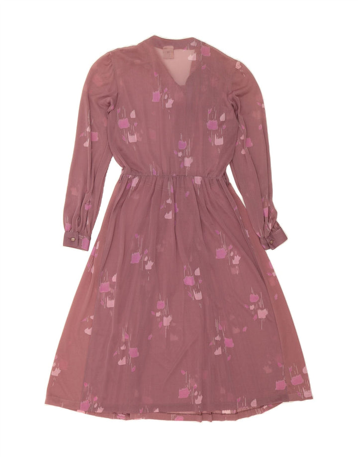 VINTAGE Womens Long Sleeve Maxi Dress IT 42 Medium Pink Spotted Vintage Vintage and Second-Hand Vintage from Messina Hembry 