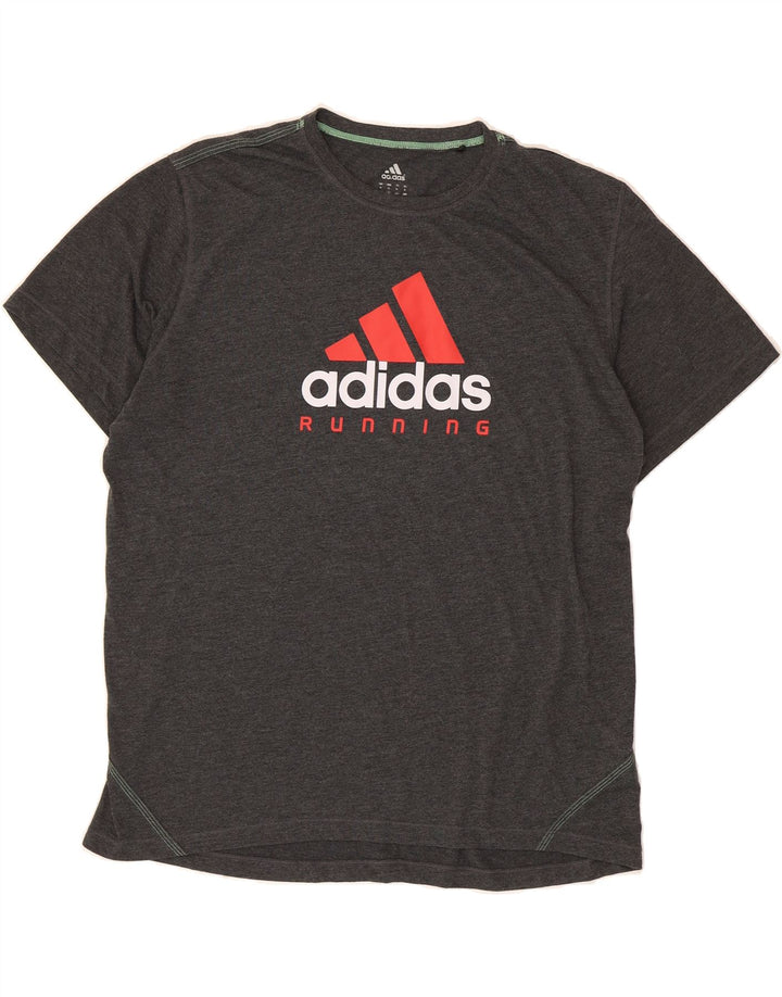 ADIDAS Mens Climalite Graphic T-Shirt Top XL Grey Polyester Vintage Adidas and Second-Hand Adidas from Messina Hembry 