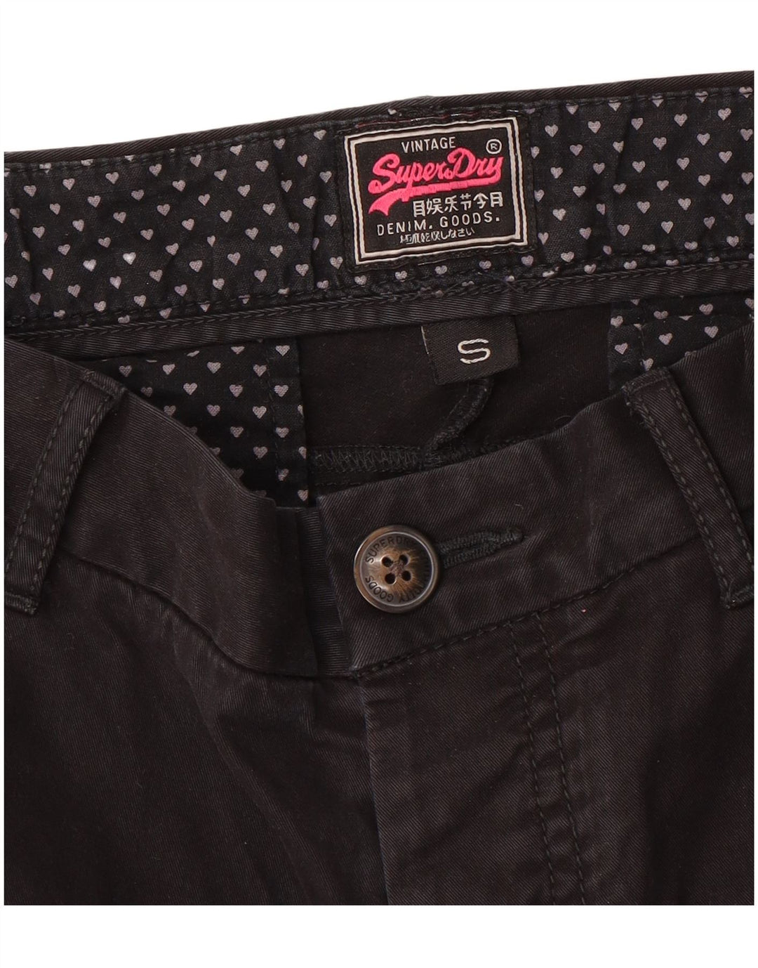 Pantaloni chino slim da donna SUPERDRY piccoli W27 L31 neri