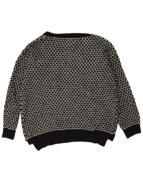 Maglione maglione con scollo a barca da donna Topshop UK 8 piccolo nero geometrico