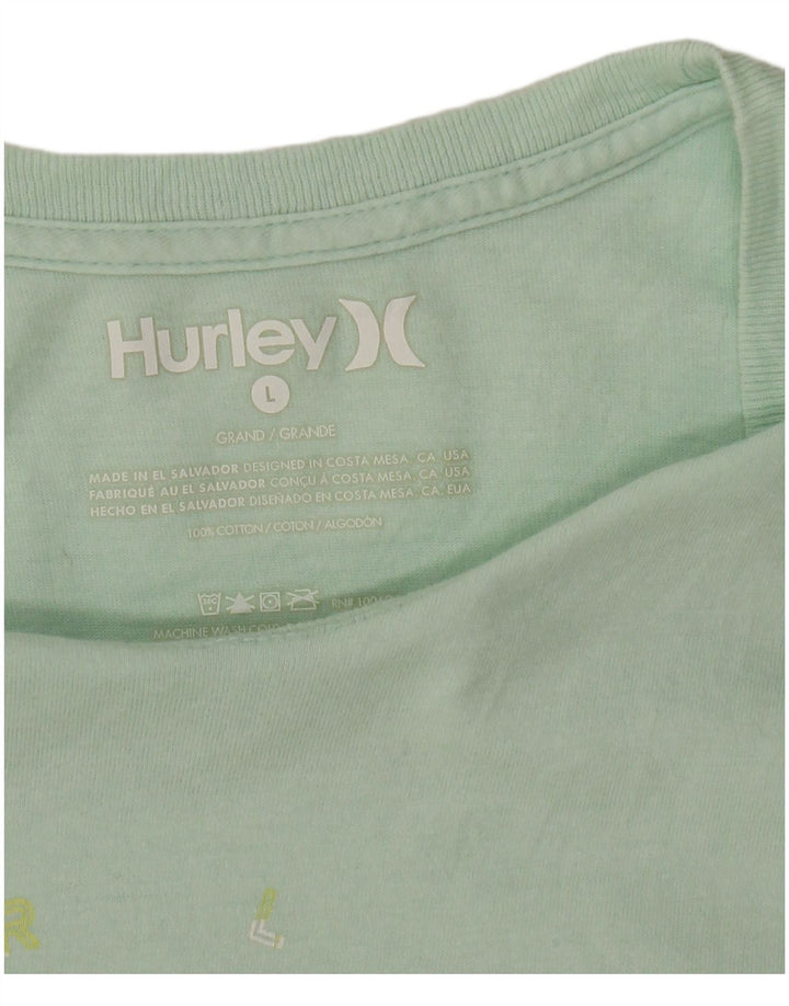 T-shirt grafica da uomo Hurley Top grande in cotone verde