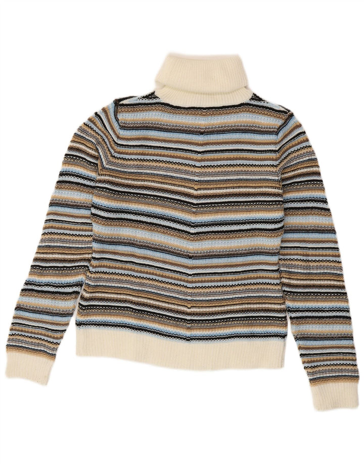 Maglione maglione collo alto da donna VINTAGE UK 10/12 piccolo multicolore