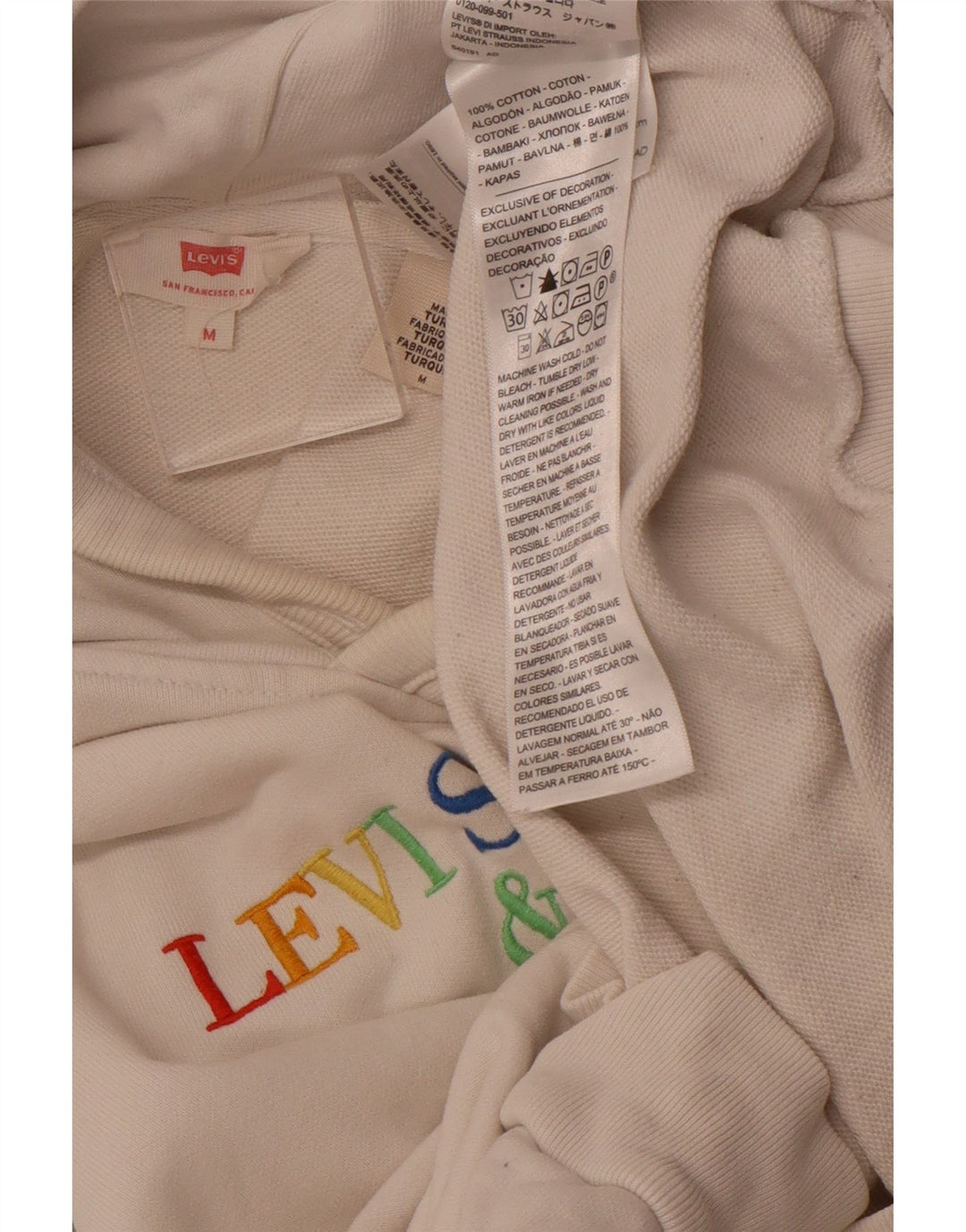 Maglione con cappuccio grafico oversize da donna LEVI'S UK 14 medio bianco sporco