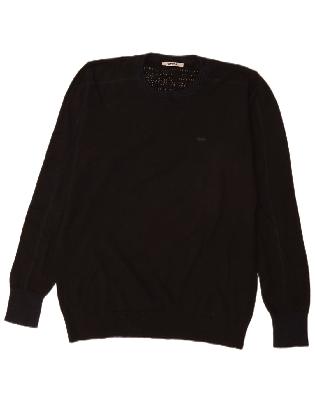 Maglione maglione girocollo da uomo Gas cotone medio nero