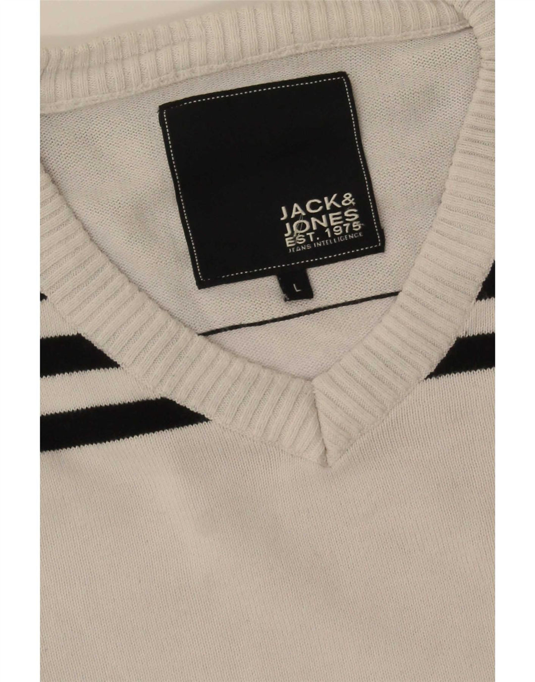 Jack & Jones Maglione da uomo con scollo a V grande blocco colore bianco