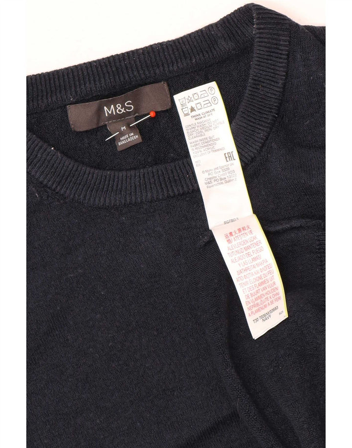 Marks & Spencer Mens Crew Neck Jumper Sweater Medium Navy Blue Acrylic