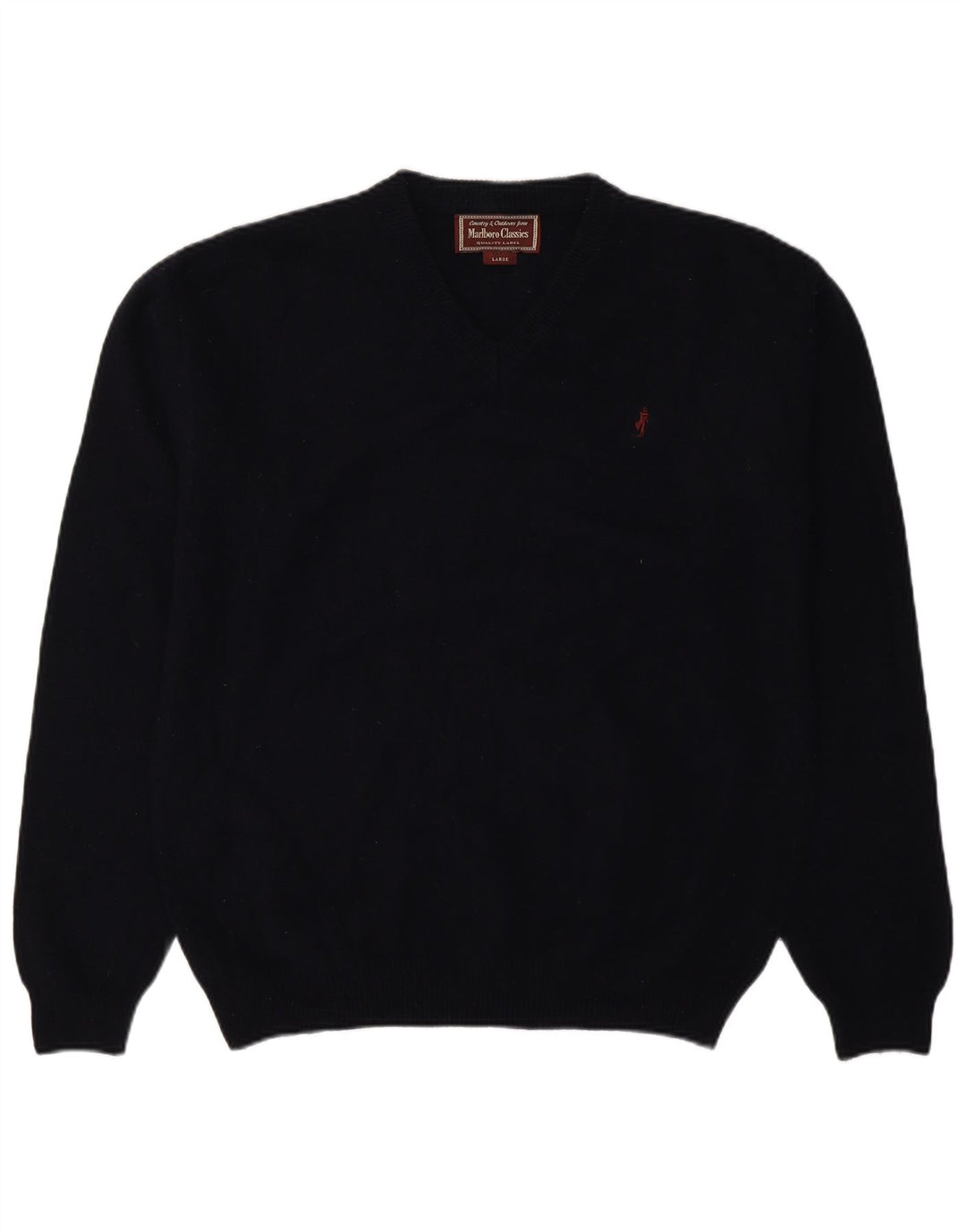 Marlboro Classics Maglione da uomo con scollo a V, grande, in lana blu navy