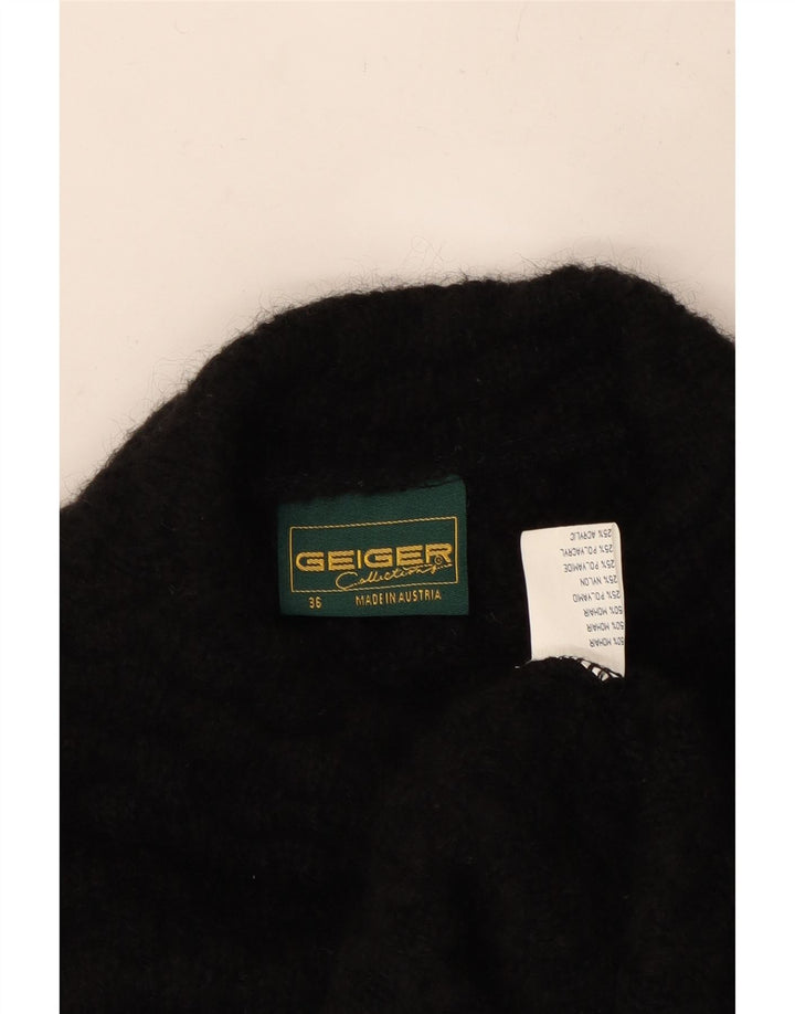 Maglione GEIGER da donna con collo alto e grafica EU 36 piccolo floreale nero
