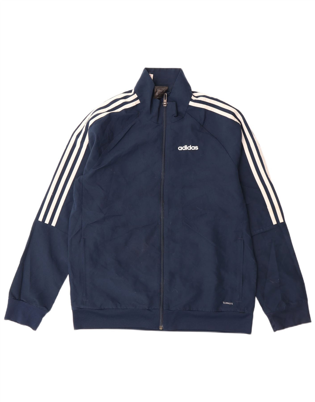Adidas Boys Climalite Tracksuit Top Jacket 13-14 Years Navy Blue Polyester
