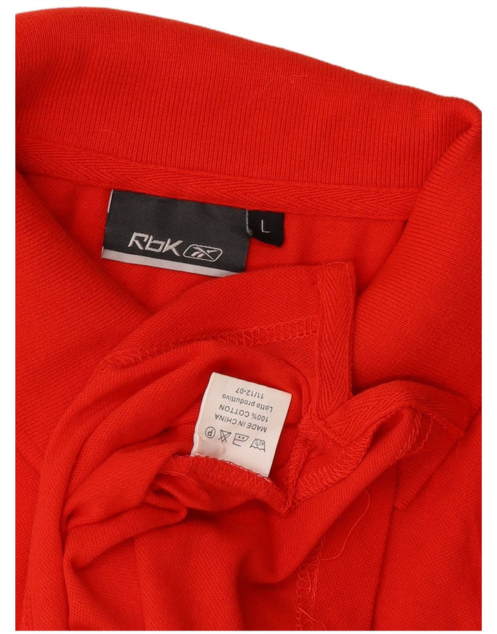 REEBOK Mens Polo Shirt Large Red Cotton