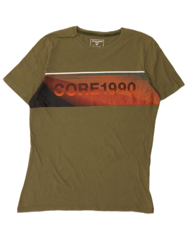 T-shirt grafica da uomo Jack & Jones Top XL in cotone kaki