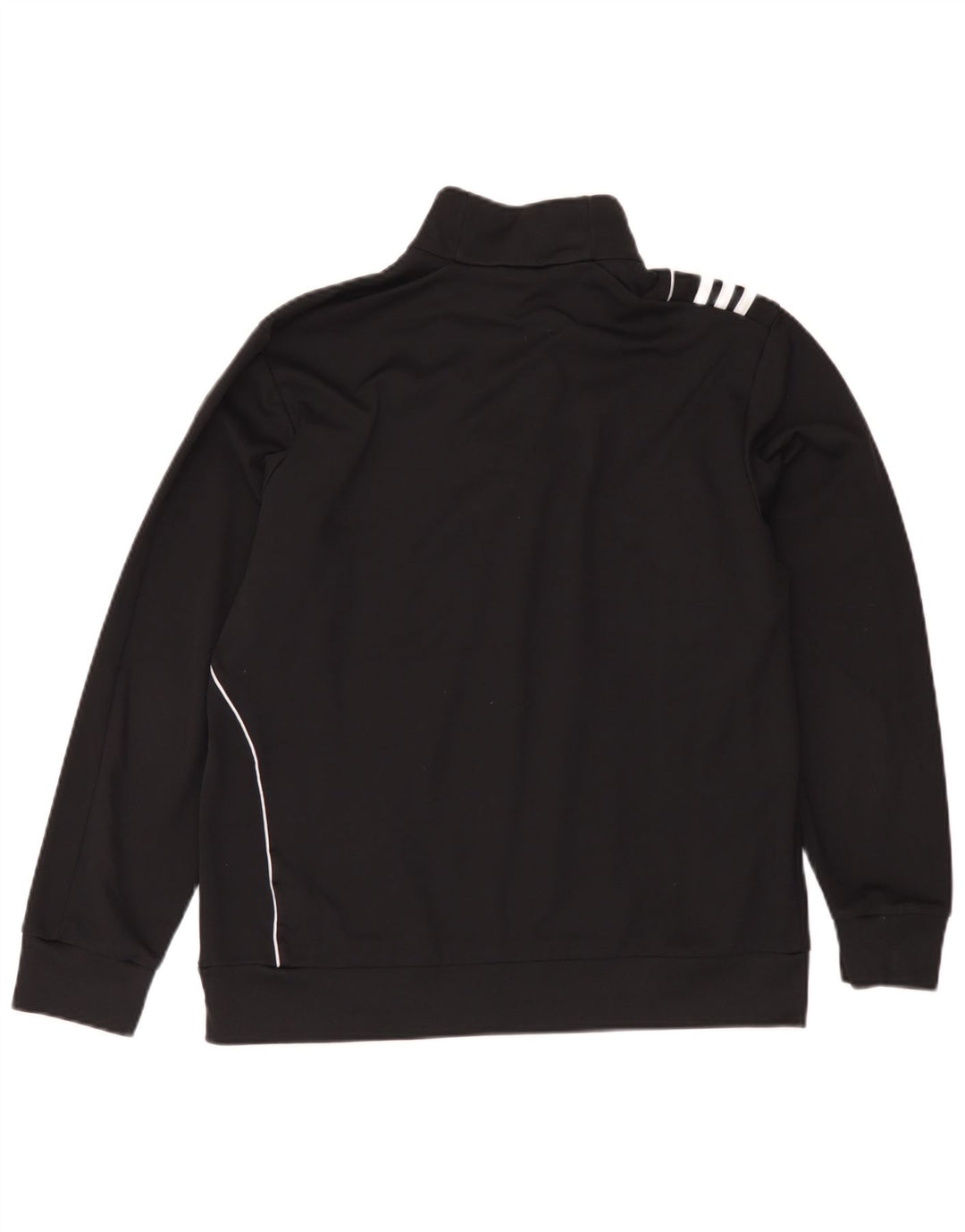 Felpa Adidas da uomo con zip e collo maglione UK 42/44 grande poliestere nero