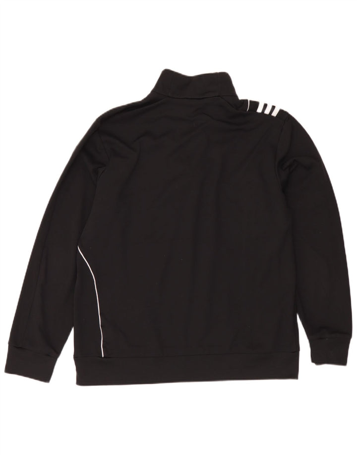 Felpa Adidas da uomo con zip e collo maglione UK 42/44 grande poliestere nero