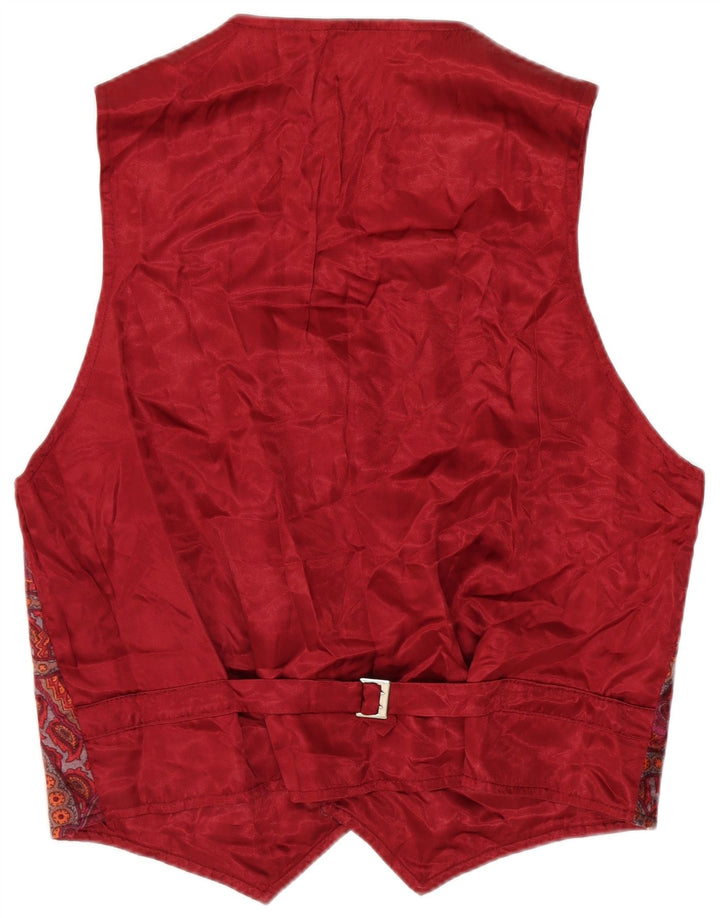 Gilet vintage da uomo con motivo cachemire bordeaux medio