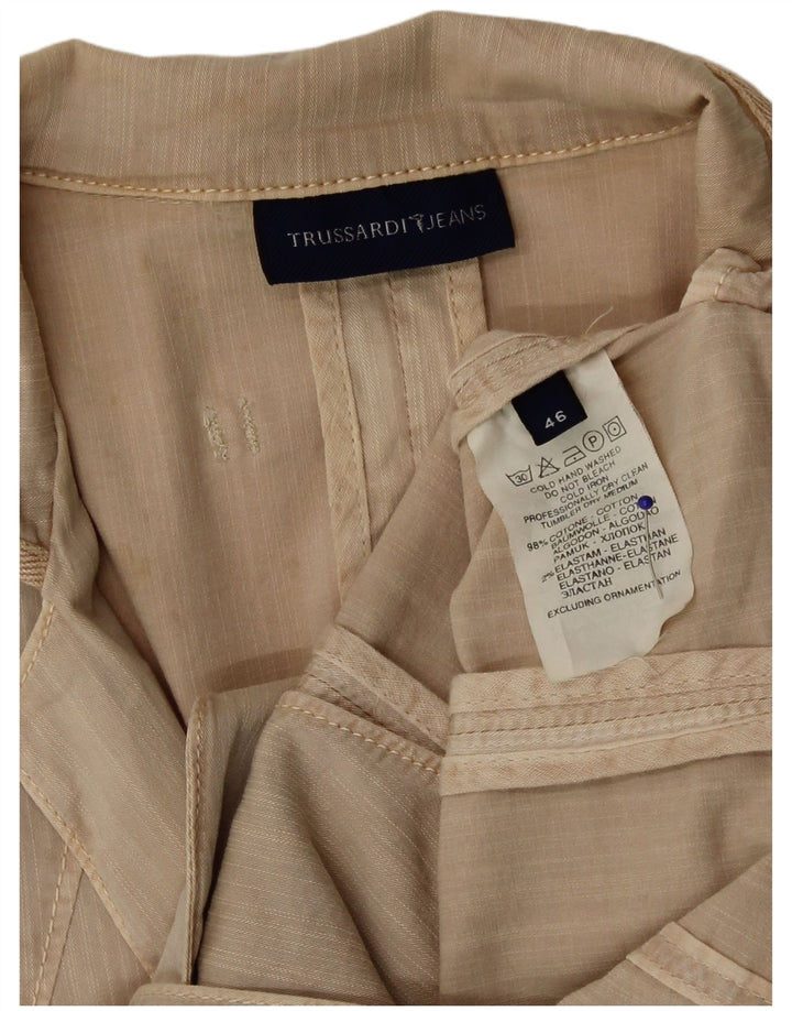 Giacca Blazer 2 Bottoni Donna Trussardi IT 46 Large in Cotone Beige