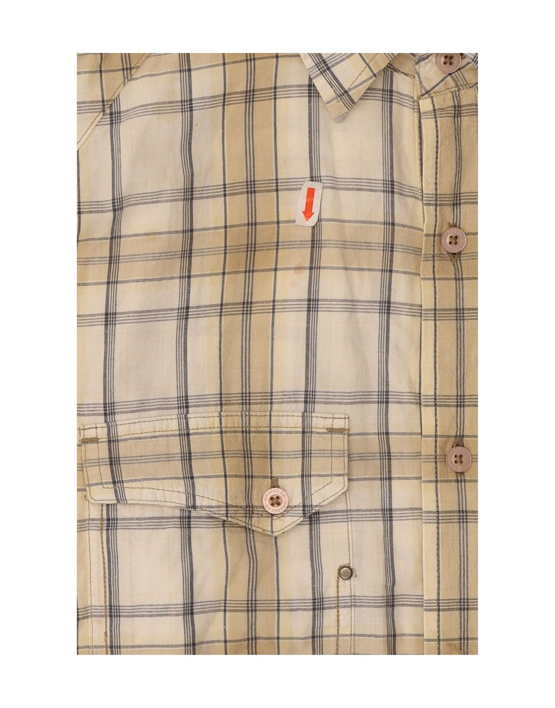 WRANGLER Mens Classic Slim Fit Shirt Medium Beige Check Cotton