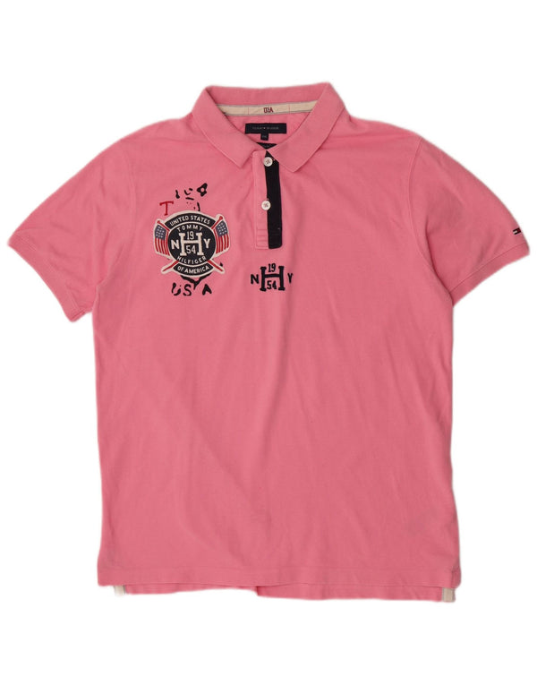 Polo da uomo slim fit grafica Tommy Hilfiger 2XL cotone rosa