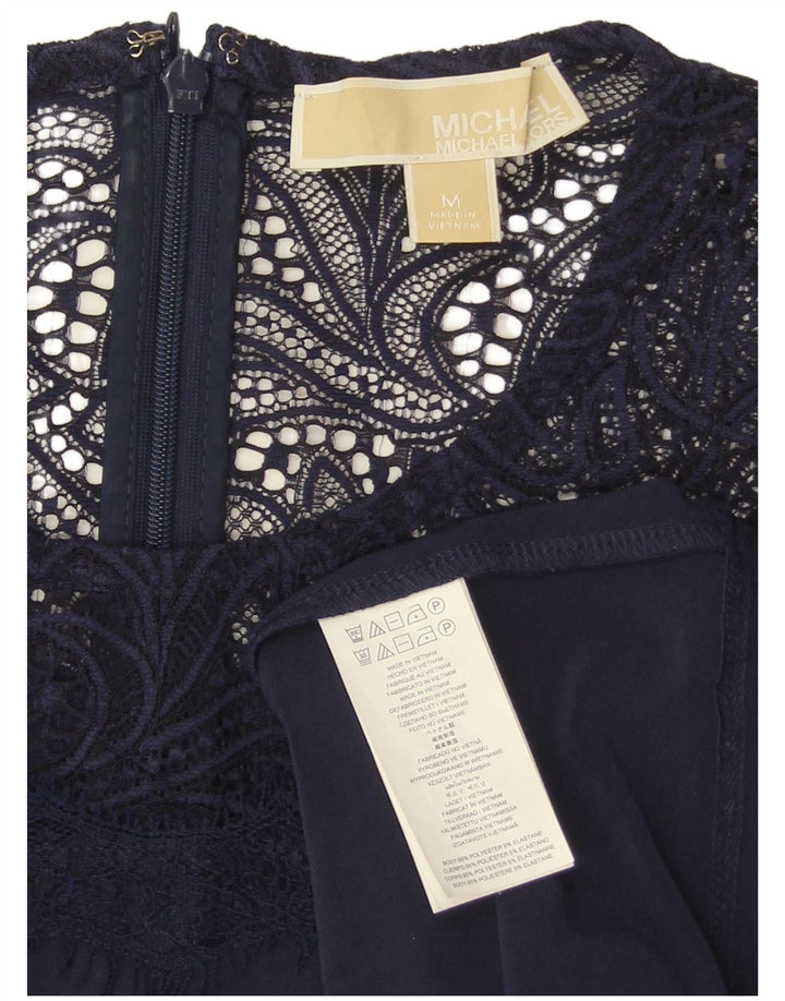 MICHAEL KORS Top da donna manica 3/4 UK 14 poliestere blu navy medio