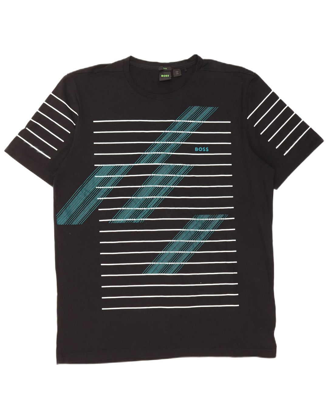 T-shirt grafica da uomo HUGO BOSS Top grande in cotone a righe nere