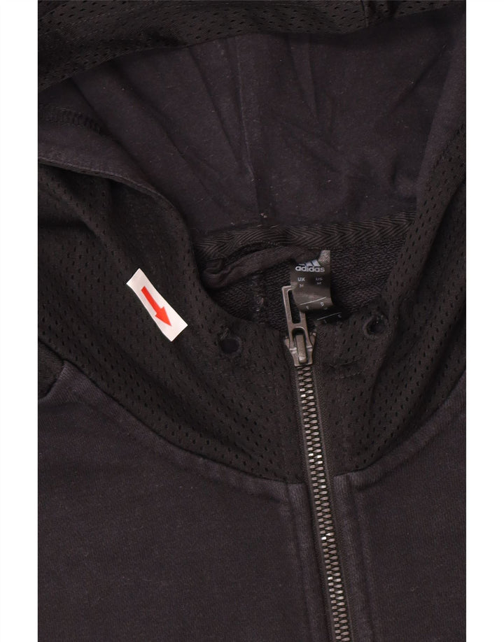 Maglione con cappuccio e zip Adidas da uomo in cotone nero medio