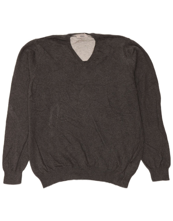 Maglione da uomo Marks & Spencer vestibilità regolare con scollo a V XL in cotone grigio