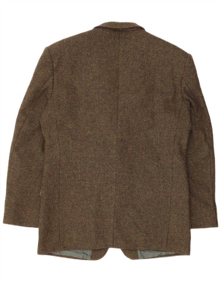 Giacca blazer da uomo a 2 bottoni VINTAGE UK 38 medio kaki screziato