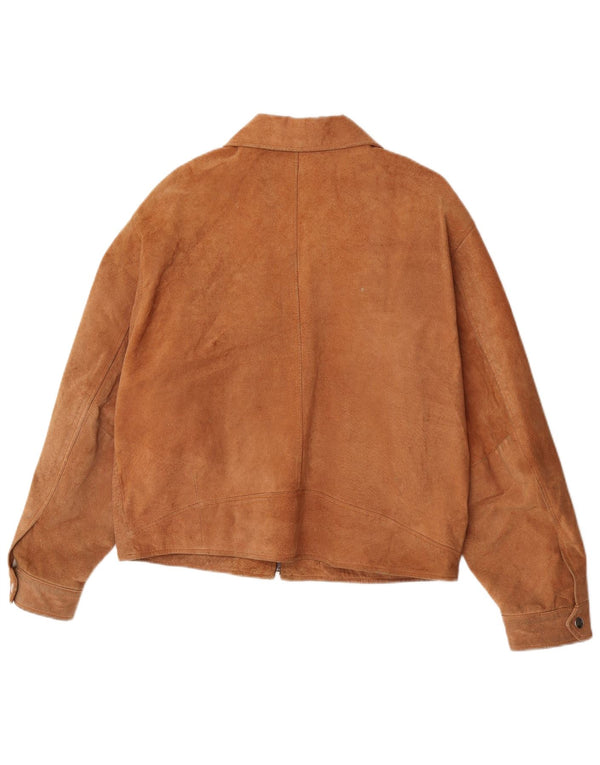 Giubbotto bomber in pelle scamosciata da donna Alan Gordon UK 14 grande pelle beige