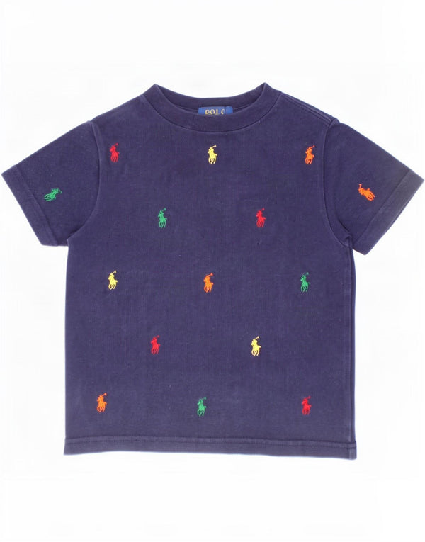 Polo Ralph Lauren T-shirt grafica per ragazzi Top 2-3 anni in cotone blu navy