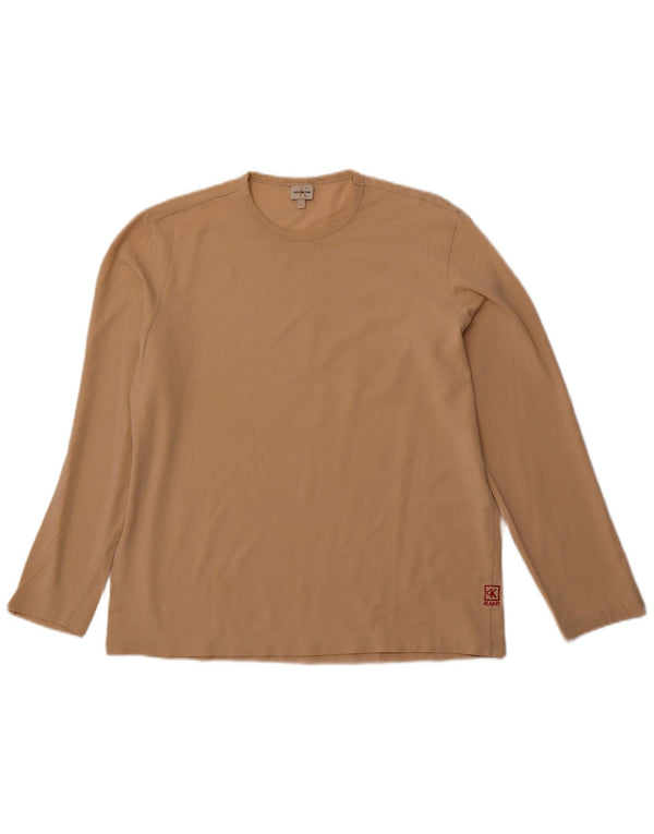 CALVIN KLEIN JEANS Top da donna a maniche lunghe UK 18 XL Cotone beige