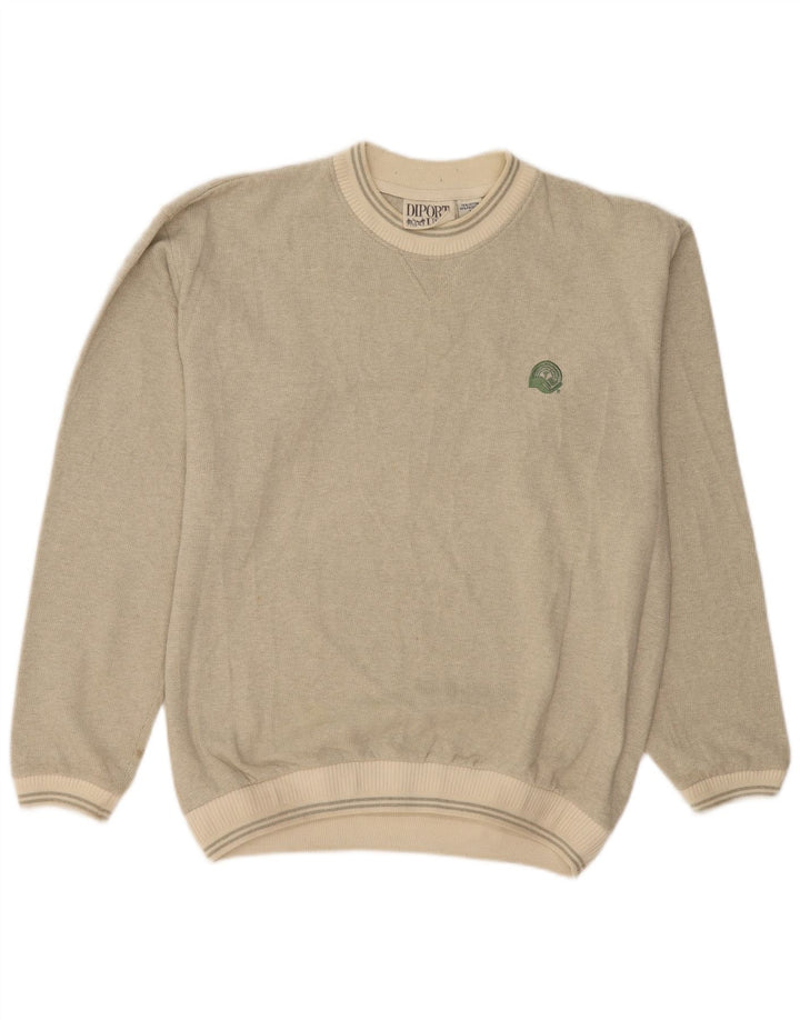 Felpa da uomo vintage maglione grande in cotone beige