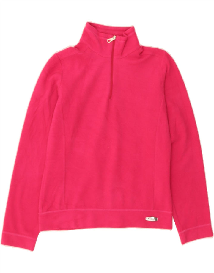 CHAMPION Womens Zip Neck Fleece Jumper UK 10 Small Pink Polyester Vintage Champion and Second-Hand Champion from Messina Hembry 