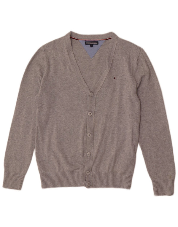 Maglione cardigan per ragazzi Tommy Hilfiger 13-14 anni in cotone screziato grigio
