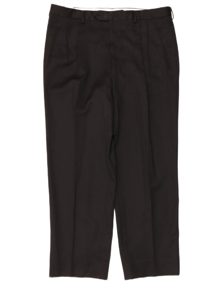 Pantaloni da abito da uomo con pegging Daniel Hechter IT 56 3XL W38 L28 Lana nera