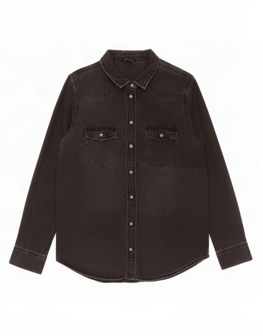 Camicia di jeans vintage da donna UK 14 Grigio medio