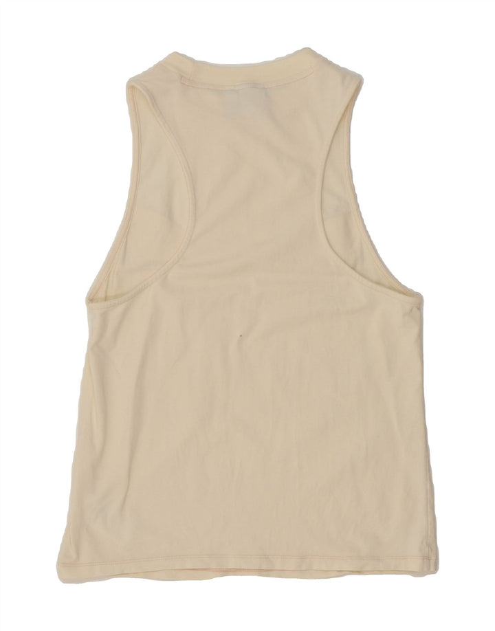 ADIDAS Womens Graphic Vest Top UK 10 Small Off White Cotton Vintage Adidas and Second-Hand Adidas from Messina Hembry 