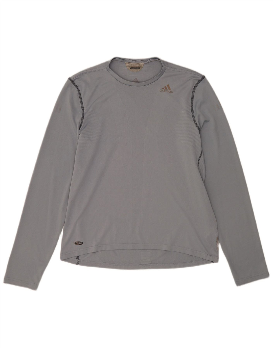 Top Adidas Climacool da uomo a maniche lunghe in poliestere grigio medio