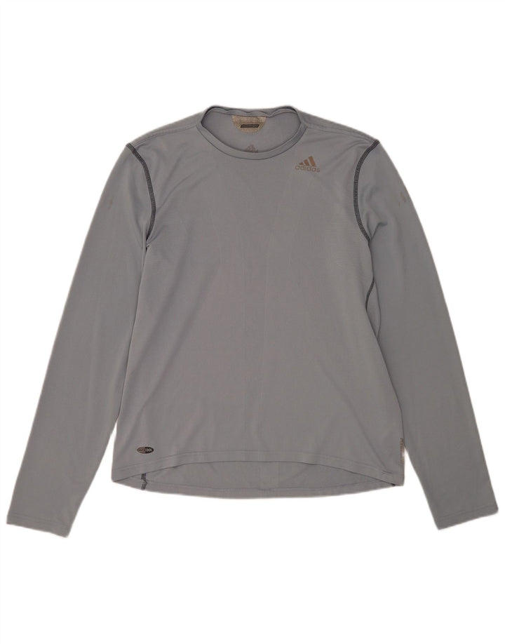 Top Adidas Climacool da uomo a maniche lunghe in poliestere grigio medio