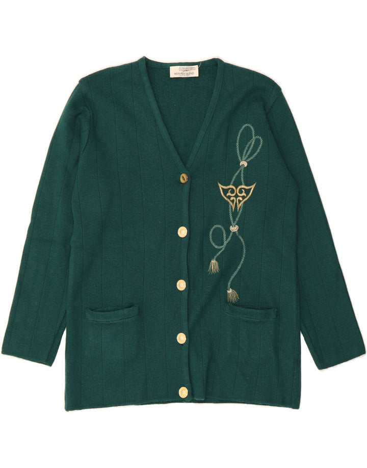 ST. BERNARD Womens Abstract Pattern Cardigan Sweater UK 10/12 Medium Green Vintage St. Bernard and Second-Hand St. Bernard from Messina Hembry 
