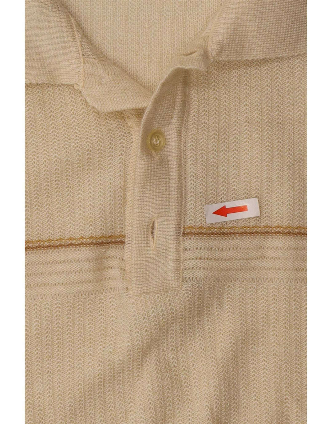 Polo da uomo vintage in poliacrilico a righe beige medio