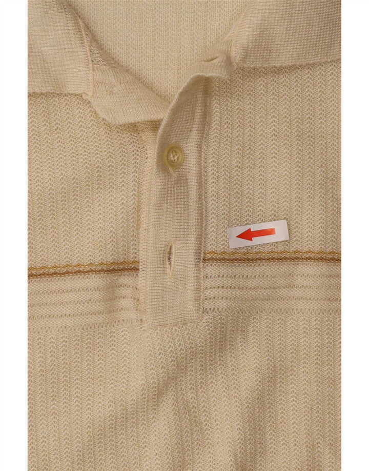Polo da uomo vintage in poliacrilico a righe beige medio
